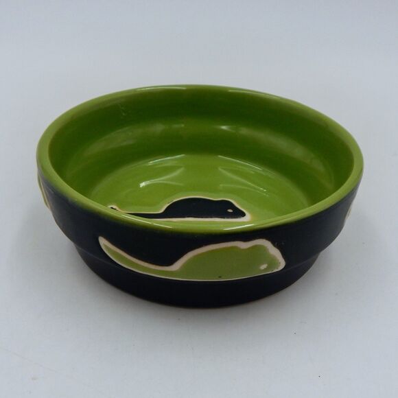 Ethical Pet Products Fresco Mouse Cat Ceramic Dish Bowl 5 Inch Green Black - Picture 1 of 6